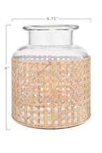 Bloomingville 8"H Glass Vase with Decorative Cane Sleeve