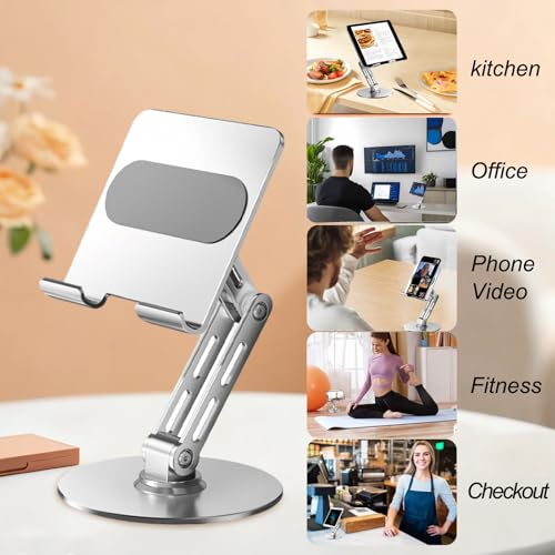 for iPad Stand Holder Adjustable Tablet Stand for Desk ，360 Rotating Metal Mount for 4-13 inch Devices, Compatible with iPad iPhone Tablet Kindle TAB Surface/Switch Holder for Desk