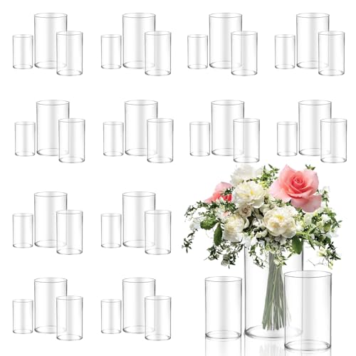 36pcs Glass Vase Cylinder for Centerpieces Small Flower Glass Clear Home Decor Centerpiece Table Flower Vase Decorations for Wedding＆Holiday 4,4.7,6Inch Tall - size: 36Pack-4+4.7+6Inches