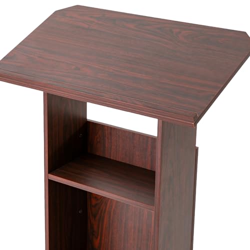 Podium Stand for Lectern, Church Lectern Stand 47.7 Inches Conference Presentation Stand with 26 x 15.7 Inch Panel & 4 Universal Wheels in Conference Rooms, Schools, Classrooms - color: Brown(26*15.7*47.7in)