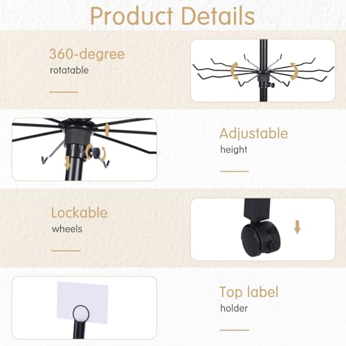 Ripeng 2 Pcs 7-Tier Rotating Retail Display Stand Display Rack for Earring Keychains Jewelry Vendor Events and Stores Movable Adjustable Shop Spinner Black Ornament Holder - color: Black, size: 7 Tier