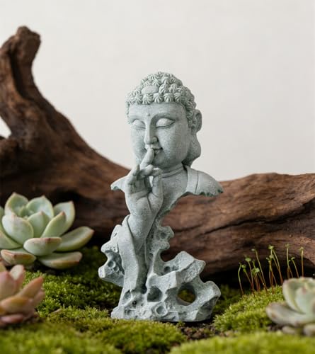 livelyfish Meditating Buddha Statue Zen Garden Statues Sandstone Thinker Buddha Sculpture Figurine for Fish Tank Aquarium Home Decorations, Gift (Fs) - size: Fs