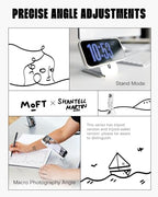 MOFT Phone Tripod Stand Selfie Stick x Shantell Martin for iPhone, Multi-Angles iPhone Stand, Lightweight & Portable Phone Holder, Strong Magnets, MOVAS Vegan Leather, Misty Cove (Without Card Slot) - color: Shantell Martin x Misty Cove x Without Card Slo