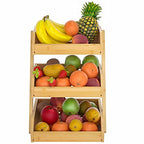 Merysen Large 3 Tier Bamboo Fruit Basket Stand for Kitchen Countertop – Fruit Holder – Suitable for Bread, Vegetables, Produce, Home Storage and Display - size: 3 Tier