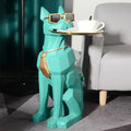 homary Modern Resin Dog Sculpture Geometric Standing Statue Cute Side Table Tray End Table with Tissue Storage (Green) - color: Green
