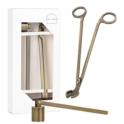 Airy Abode Candle Wick Trimmer and Candle Snuffer Accessory Set – Pick Your Color - color: Brushed Gold