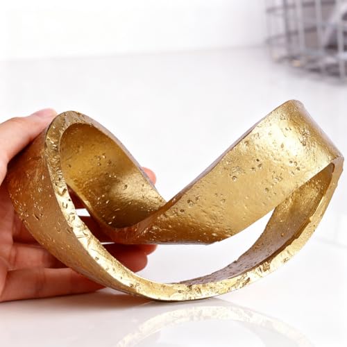 Modern Geometric Sculpture, Gold Knot Home Accent Decor, Multi-Angle Abstract Art Statue for Coffee Table, Bookshelf, Living Room, Office - Resin Artistic Knot Decor for Home and Office - color: Gold