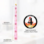 Taper Candles,10 inch 2pc Pink Tapered Candles with Peony Printed, Unscented and Smokeless Long Burning Candles,Tall Candlesticks with Cotton Wicks,Ideal for Weddings, Home Décor - style: Peony（2）