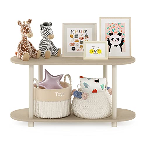 Furinno Turn-N-Tube No Tools Modern Oval Side Table, Bauhaus Oak/Beige - color: Bauhaus Oak/Beige, size: 2-Tier Oval