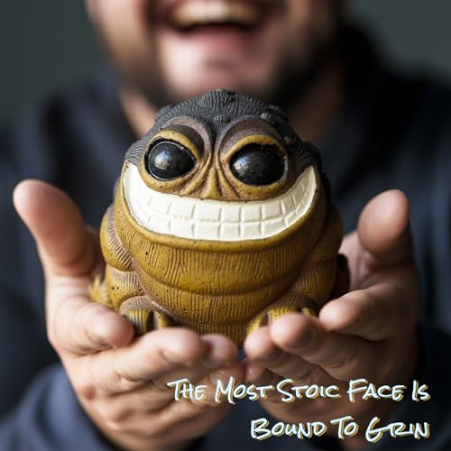 Hosrnovo Weird Stuff, Quirky and Cute Frog Statue Unique Home & Garden Decor for Office Desk or Entryway Gag Gift for Birthday Christmas and White Elephant