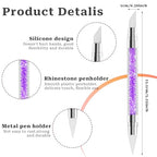 10PCS Nail Art Gel Carving Pen Rhinestone Handle Silicone Nail Art Pen Brushes for Design Foil Carving Drawing 3D Effect Shaping Drawing Dotting Tool - color: 10 pcs style C