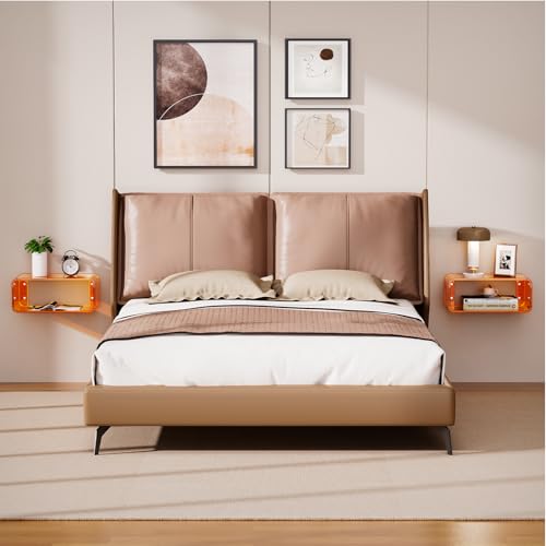 Acrylic Floating Nightstand, Bedside Table, Nightstand Shelf Wall Mounted Bedside Shelf (Orange, Small) - color: Orange