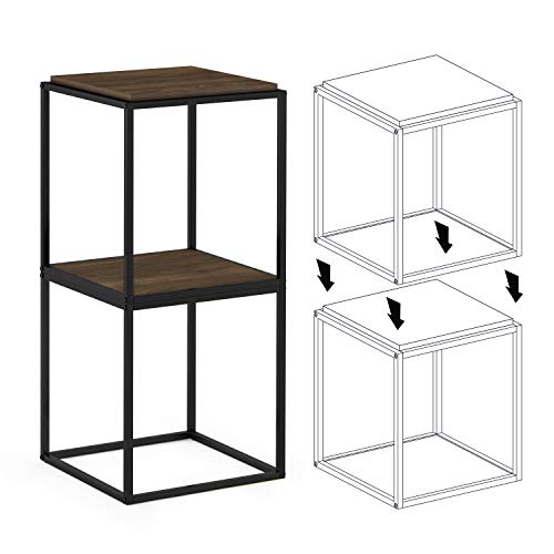 Furinno Moretti Cube Modern Stackable End Table Shelf, Columbia Walnut - color: Columbia Walnut, size: Stackable Metal Frame