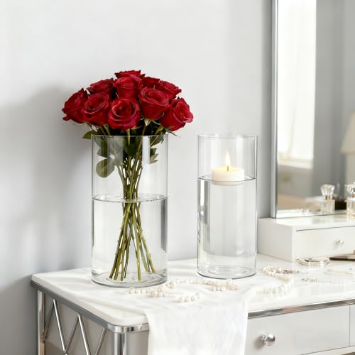 4 Pack Acrylic Cylinder Vases for Centerpieces, 8 inch Tall Clear Flower Vase, Unbreakable Vases,Hurricane Candle Holders Floating Candle Vase for Wedding Dinner Table Party Living Room Decor - size: 4 Pack(4" W x 8" H)