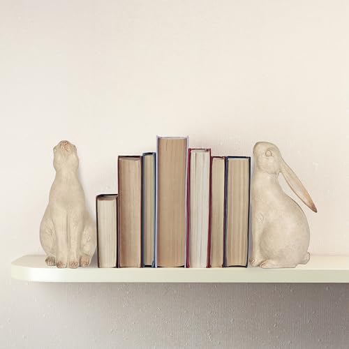 Creative Co-Op Decorative Resin Rabbit Bookends, Grey - color: Grey Wash