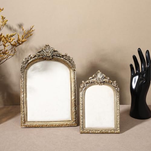 2pcs Gold Resin Jewelry Display Stand,Vintage Jewelry Holder Photo Frame Earring Holder,Velvet Necklace Tray Resin Jewelry Photography Props or Jewelry and Collectibles