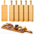 Nuenen 6 Pcs Wood Cutting Board with Handle 16.1 x 4.7 Inch Acacia Bamboo Wooden Serving Kitchen Chopping Boards for Pizza, Bread, Cheese, Charcuterie, Fruit, Vegetables(Narrow Bamboo) - color: Bamboo, size: 16.1 x 4.7 Inch