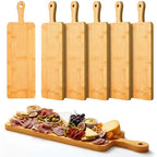 Nuenen 6 Pcs Wood Cutting Board with Handle 16.1 x 4.7 Inch Acacia Bamboo Wooden Serving Kitchen Chopping Boards for Pizza, Bread, Cheese, Charcuterie, Fruit, Vegetables(Narrow Bamboo) - color: Bamboo, size: 16.1 x 4.7 Inch