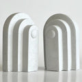 Bellaa Modern Arch Bookends, Decorative White Speckled Concrete, Set of 2, 7 x 3 x 4 inches - color: Antiques White Grey