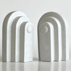 Bellaa Modern Arch Bookends, Decorative White Speckled Concrete, Set of 2, 7 x 3 x 4 inches - color: Antiques White Grey