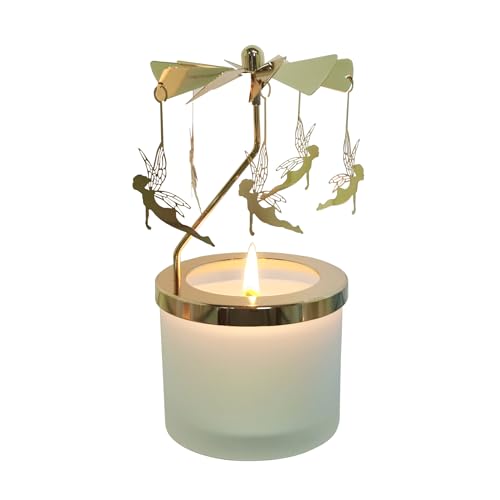 kingnero Lavender Scented Candle Carousel Rotary Candle Holder Spinning Tea Light Holder Birthday Gifts for Women, Mom, Wife, Girlfriend, Sister, Female Friends, (Golden Fairy) - color: Golden Fairy