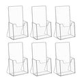 NIUBEE Acrylic Brochure Holder for 4’’ Trifold Pages, 50% Thicker Countertop Acrylic Literature Holder Plastic Flyer Display Stand for Magazine, Pamphlet, Booklets, Menu, Journals, 6 Pack - size: 4" x 6", style: 6 Pack