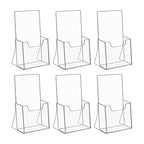 NIUBEE Acrylic Brochure Holder for 4’’ Trifold Pages, 50% Thicker Countertop Acrylic Literature Holder Plastic Flyer Display Stand for Magazine, Pamphlet, Booklets, Menu, Journals, 6 Pack - size: 4" x 6", style: 6 Pack