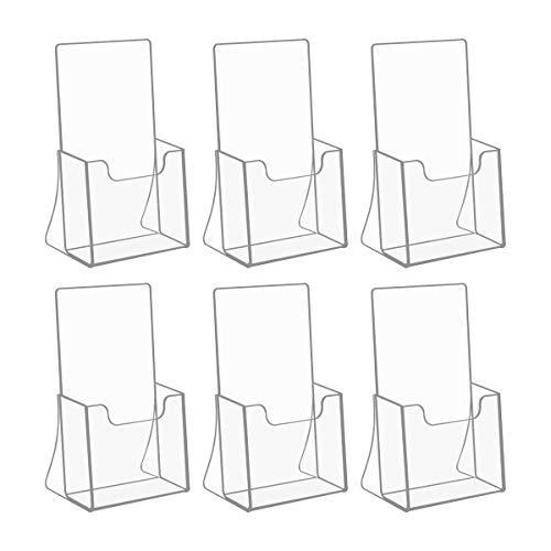 NIUBEE Acrylic Brochure Holder for 4’’ Trifold Pages, 50% Thicker Countertop Acrylic Literature Holder Plastic Flyer Display Stand for Magazine, Pamphlet, Booklets, Menu, Journals, 6 Pack - size: 4" x 6", style: 6 Pack