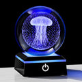 Qianwei Jellyfish Lamp for Women 3D Crystal Ball 3.14'' - 80mm Laser Jellyfish Decor Glass Animals Jellyfish Night Light Gifts Figurines Statue for Room Decorations Jellyfish Stuff - style: Jellyfish