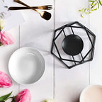SXCHEN Delicate Romantic Hexagon Shaped Geometric Design Ceramic Tealight Candle Holder Oil Burner, Essential Oil Incense Aroma Diffuser Furnace Home Decoration Stylish Design Black Metal - color: Black