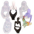 3 Pcs Thinker Statue Silicone Resin Mold Abstract Sculptures Figurines Decoration Office Desk Articles Ornaments Epoxy Silicone Casting Molds for Gifts, 3D DIY Making Home Display Crafts