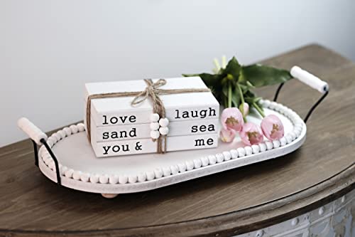 Love Laugh Sand & Sea You and Me Book Decor-Modern Farmhouse Decorative Book Stack for Coffee Table-Center Table Decorations for Living Room-Housewarming Gifts - color: Love-Laugh, Sand-Sea, You & Me