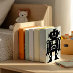 Peacoblue Metal Bookends for Shelves, Modern Decorative Heavy Duty Study Book Support Stoppers for Office, Desk, Shelf, Room 5.3"x4.3"x7.9" Cast Iron Simple Tall Bookends, 1 Pair (Robot) - style: Robot
