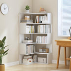 IOTXY 6-Tier L-Shaped Corner Bookshelf - 66" Tall Wooden Freestanding Bookcase with Open Shelf Units, White - color: White
