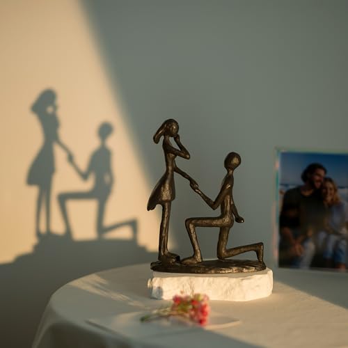 Sziqiqi Anniversary Wedding Gifts for Couple: 6th Anniversary Iron Gift for Her Him Husband Wife - 1 Year Wedding Gifts for Engagement Christmas Valentines Birthday - Couple Sculptures for Home Decor - style: Proposal