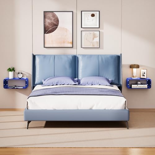 Acrylic Floating Nightstand, Bedside Table, Nightstand Shelf Wall Mounted Bedside Shelf (Dark Blue, Small) - color: Dark Blue