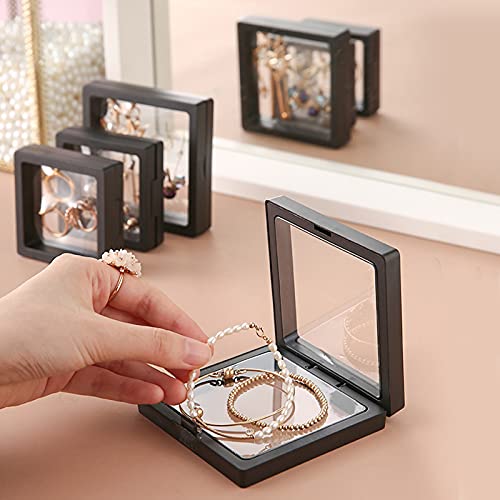 Linkstyle 10PCS 3D Floating Frame Display Stand, Challenge Coins Display Holder Case, Jewelry Specimen Medallions Storage Box Suspension Frame - size: 3.5×3.5in, 2.7×2.7in