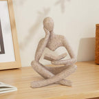 MAOBUYOU Bookshelf Decor Thinker Statue, Abstract Art Reading Sculpture Figurine, Modern Home Decoration for Living Room Office Shelves Coffee Table Desk, Beige