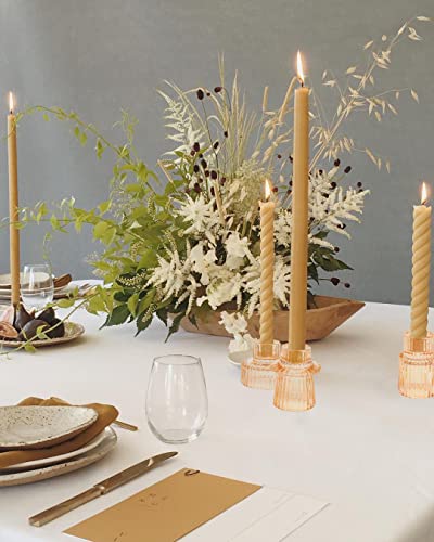 Vixdonos Glass Candlestick Holders Tealight Candle Holders for Table Centerpieces, Wedding Decor and Dinner Party (3 Pcs, Yellow) - color: Yellow, size: 3 Pcs