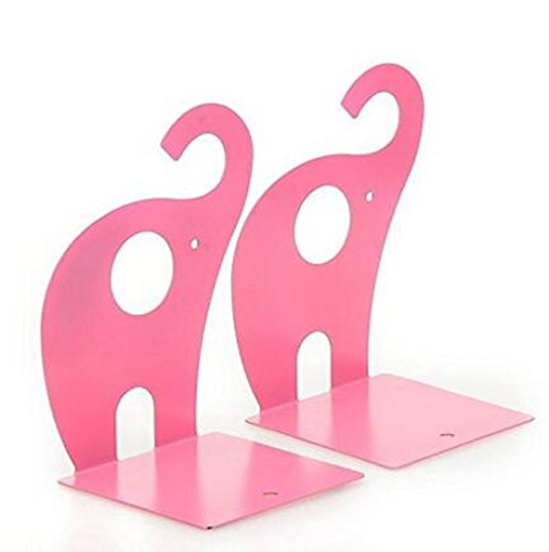 Wendin 1pair Cute Elephant Nonskid Bookends Art Bookend (Pink Elephant) - color: Pink Elephant