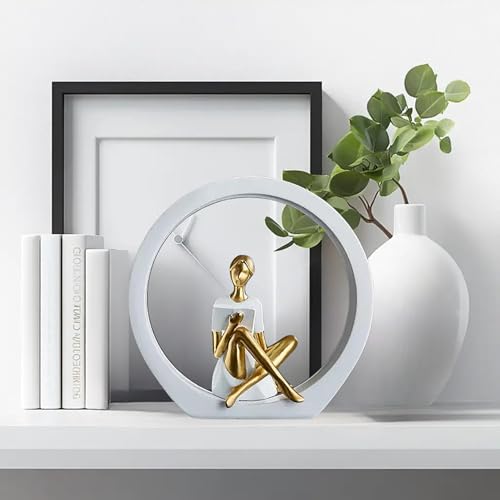 Thinker Statue Reading Sculpture Decor, Modern Abstract Female Reader Figurine, Resin & Metal Sculpture for Home Decor, Office Desk, Bookshelf, Living Room, Bedroom Gift - color: Reading Statue