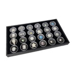 Ikee Design 24 Gem Showcase Stackable Jewelry Display Tray for Collectibles, Rock Storage Box Gemstones Bead Storage Jars, Black Foam, Black Tray, 14 7/8W x 8 3/8D x 1H in - color: Black Foam/Black Tray (24 Large Jars)