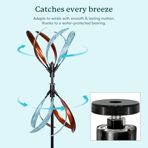 Wind Spinners Outdoor – Metal Large Wind Spinner with Stake for Yard and Garden, Garden Wind Sculptures & Spinners, Ideal Gift for Family (13'' W x 70.5'' H) - size: 70.5*13*13 inches