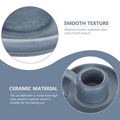 DOITOOL 2Pcs Ceramic Candle Holder Candlestick Holder with Handle, Taper Candle Stand Candlelight Stand Holder Decorative Candle Display Holder for Desktop Dining Room Home Decoration Display (Blue) - color: Blue