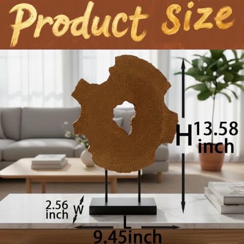 Modern Abstract Decorative Sculpture, Dining Living Room Desk Decor,Geometric Home Decor Statues,Shelf Top Decor Aesthetics, Wood Grain - color: 13.58"wood Grain