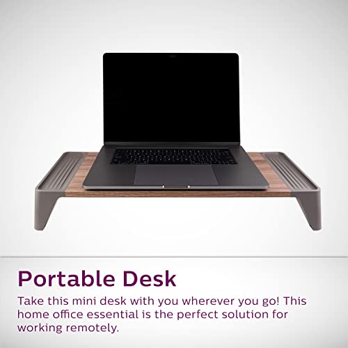 Philips Wooden Stand, Supports Up to 20bs, Space Saving Style, Portable Desk, Work from Home, Office, Travel, DLK0100W/37, Walnut