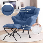 Tiita Lazy Chair with Ottoman, Blue Modern Large Accent Chair, Comfy Leisure Sofa Armchair with Ottoman, Reading Chair with Footrest for Bedroom, Living Room, Dorm Rooms, Blue - color: Blue