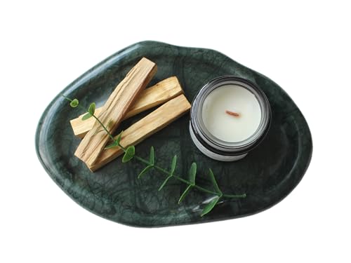 Natural Marble Trinket Tray – 9"x6" Cloud Shaped Decorative Dish for Jewelry, Keys, Perfume, Cosmetics, Vanity, Bathroom, Candle, Kitchen & Countertop | Stone Catchall or Gift (Indian Green) - color: Indian Green