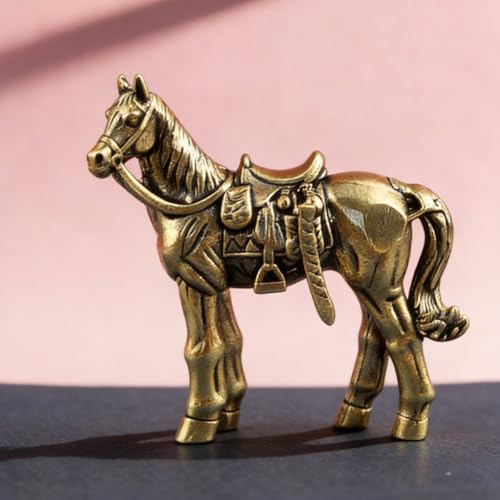 Vintage Mini Horse Brass Figurine Cute 3D Aminal Statues for Home Office Table Desk Mantle Decor Tea Pet Decoration Funny Gifts for Women Men Friend (HTBJ3608) - color: Fdjlcs3608