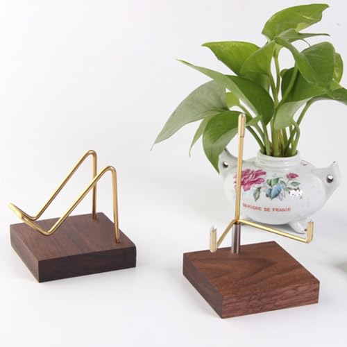 Crystal Display Stand Metal Arms Small Display Stand with Wooden Base Geodes Agate Mineral Easel Holder for Collectibles - color: Style 3